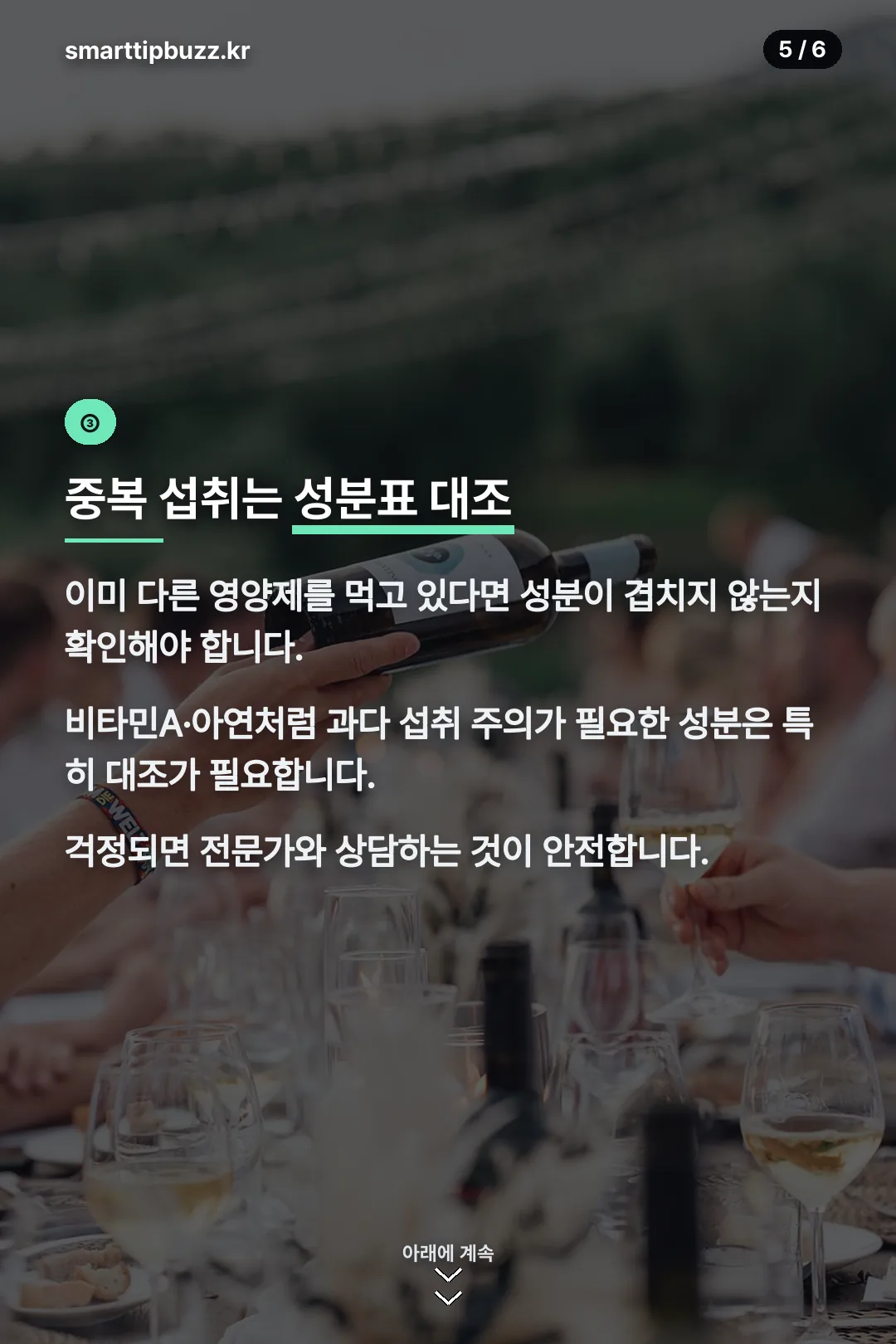 중복 섭취 성분표 대조