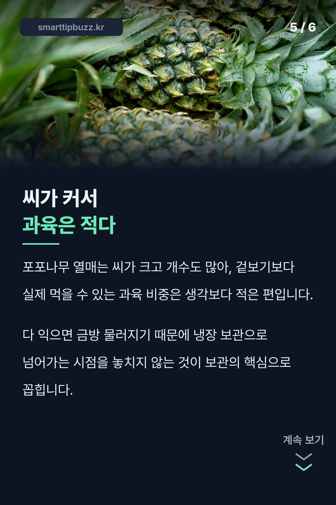 씨가 커서 과육은 적다